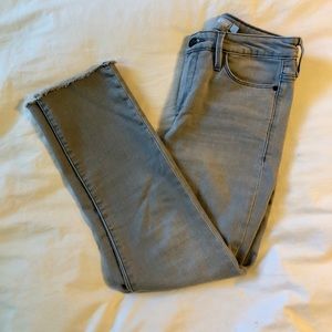 Athleta Grey Wash Frayed Hem Jeans